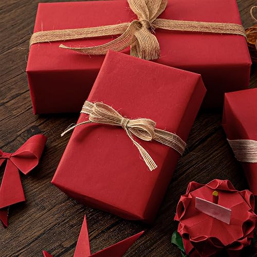 Miniatura 4 de Burymento Rollo de papel de regalo de estraza rojo, papel de estraza de doble cara, papel de estraza de color sólido, papel para manualidades,