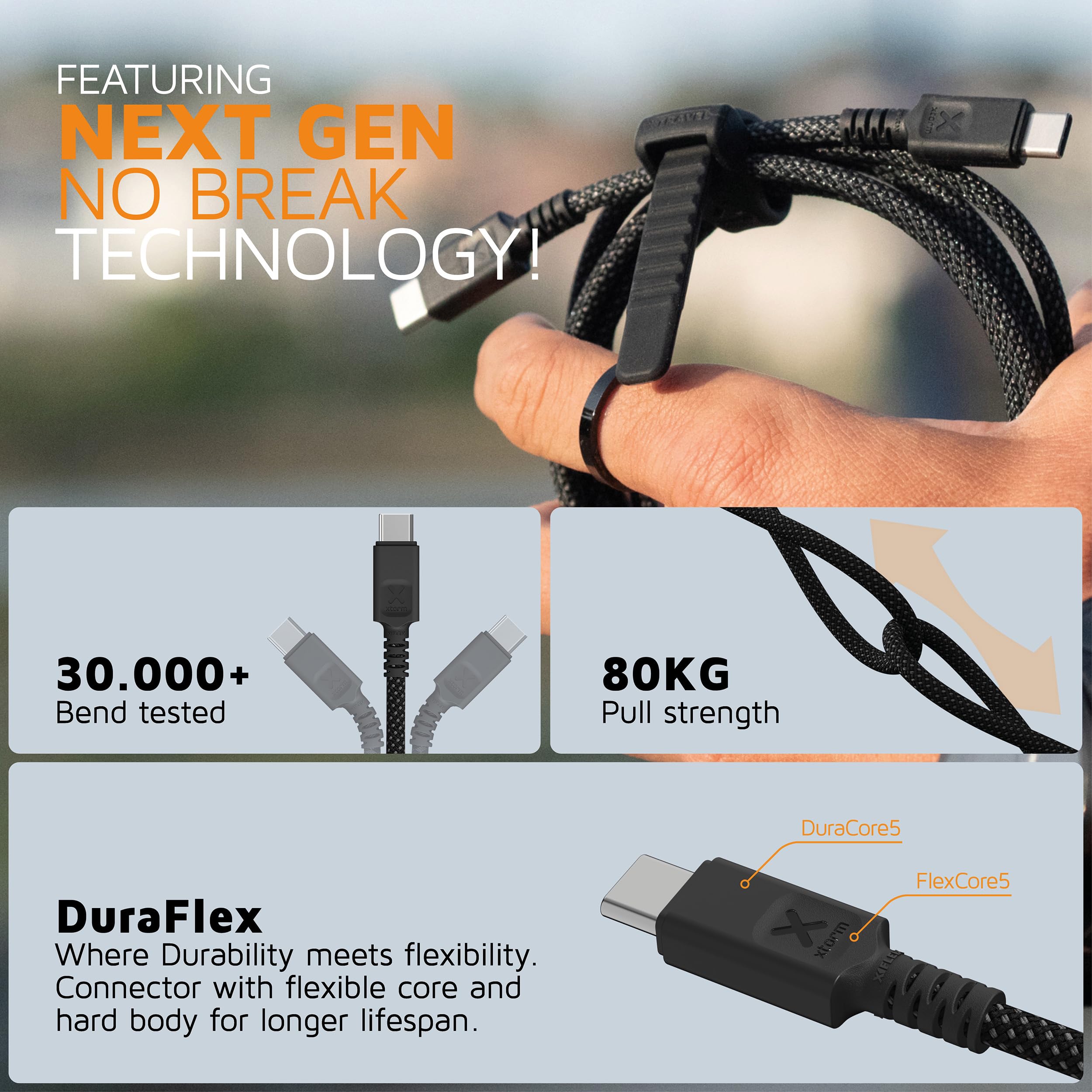 Xtorm Next Gen Kabel USB-C PD 100W - 3 metry - Czarny