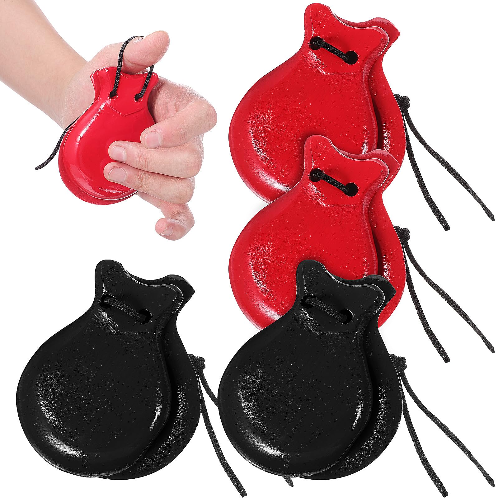ORFOFE Strumenti Musicali per Bambini 2 Paia di Nacchere in Legno Suono Forte e Nitido, Perfette come Back To School Party e Strumento Musicale Educativo in Classe