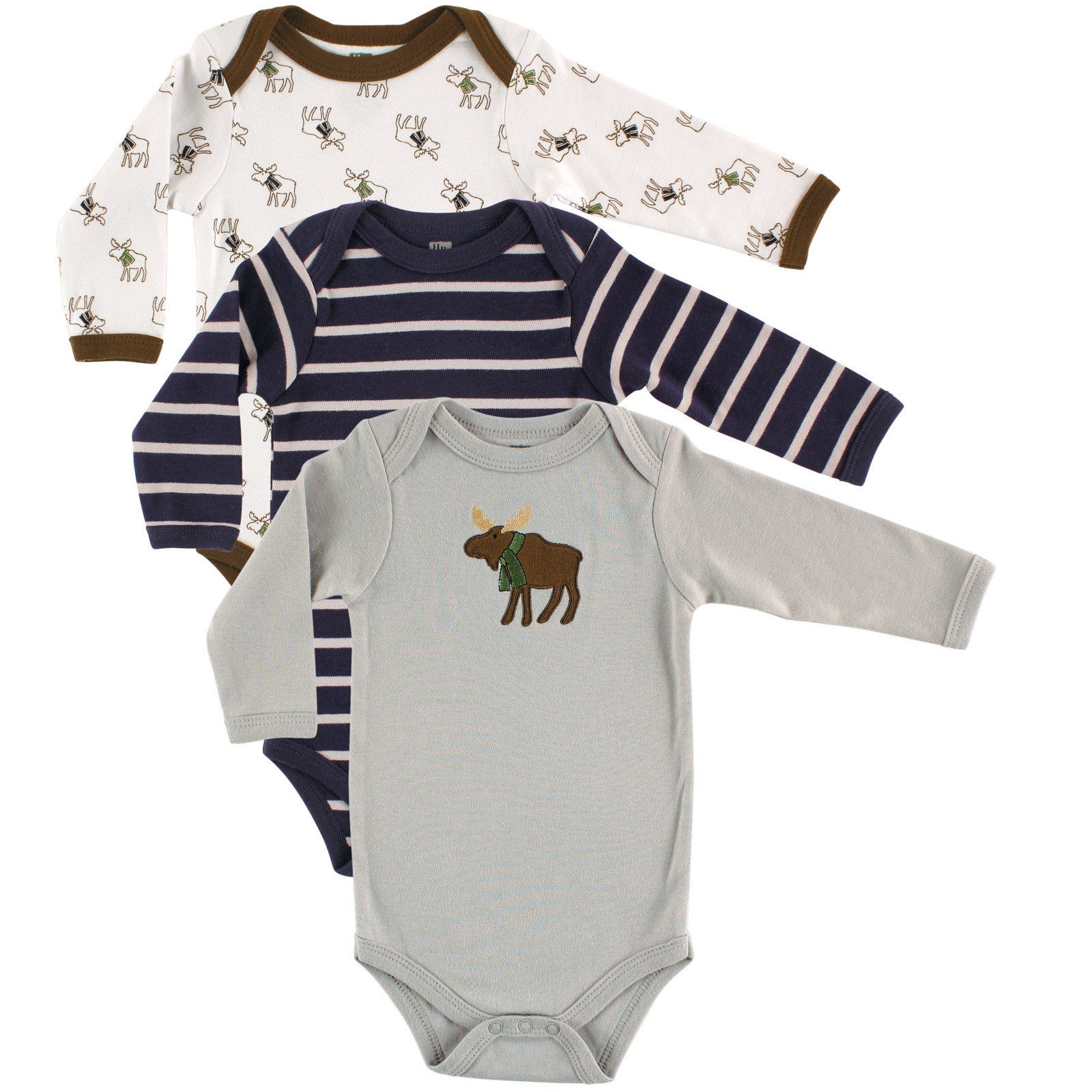 Hudson Baby unisex-baby Cotton Long-sleeve Bodysuits, Heather Gray, 3-6 Months — view 2