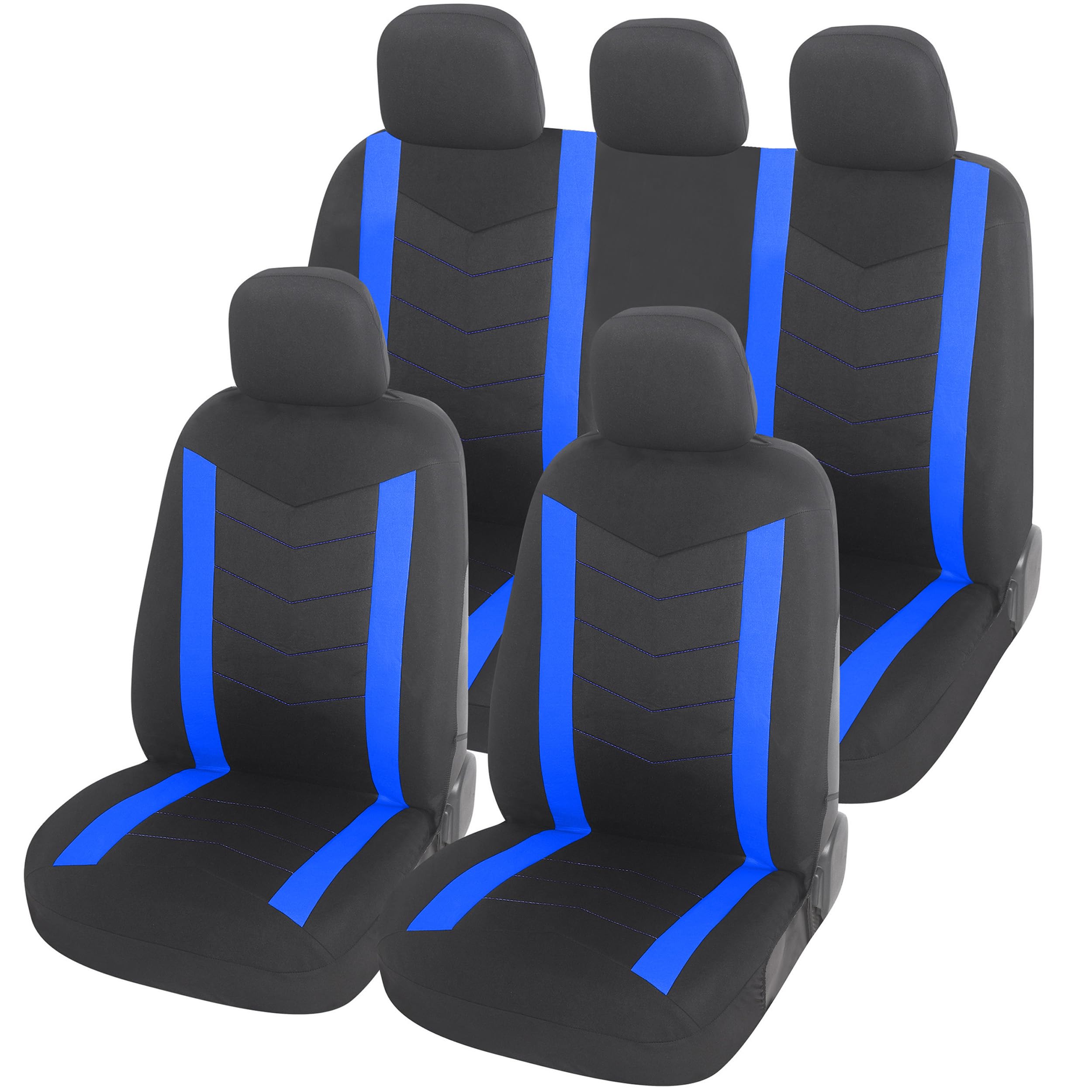 upgrade4cars Housse de Siege Voiture Universelle Noir Bleu | Ensemble de Housses Siège Auto Universel | Couvre Sieges pour Avant et Arrière