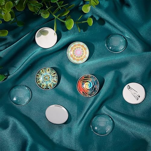 Miniatura 4 de UNICRAFTALE Broche redondo plano con 20 cabujones de cristal de acero inoxidable 304, bandejas de bisel de bisel, kit de fabricación de broches de