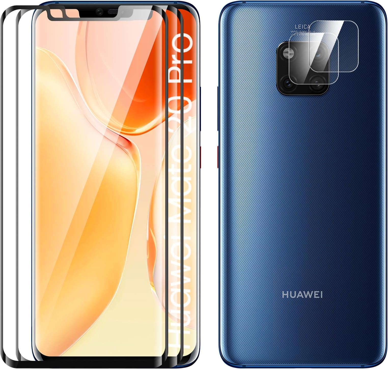 TECHO Screen Protector for Huawei Mate 20 Pro, [2+2 Pack] Tempered Glass Protective Film, [Case Friendly][Anti-Scratch][Anti-Shatter][HD Clear][Bubble Free][9H Hardness]