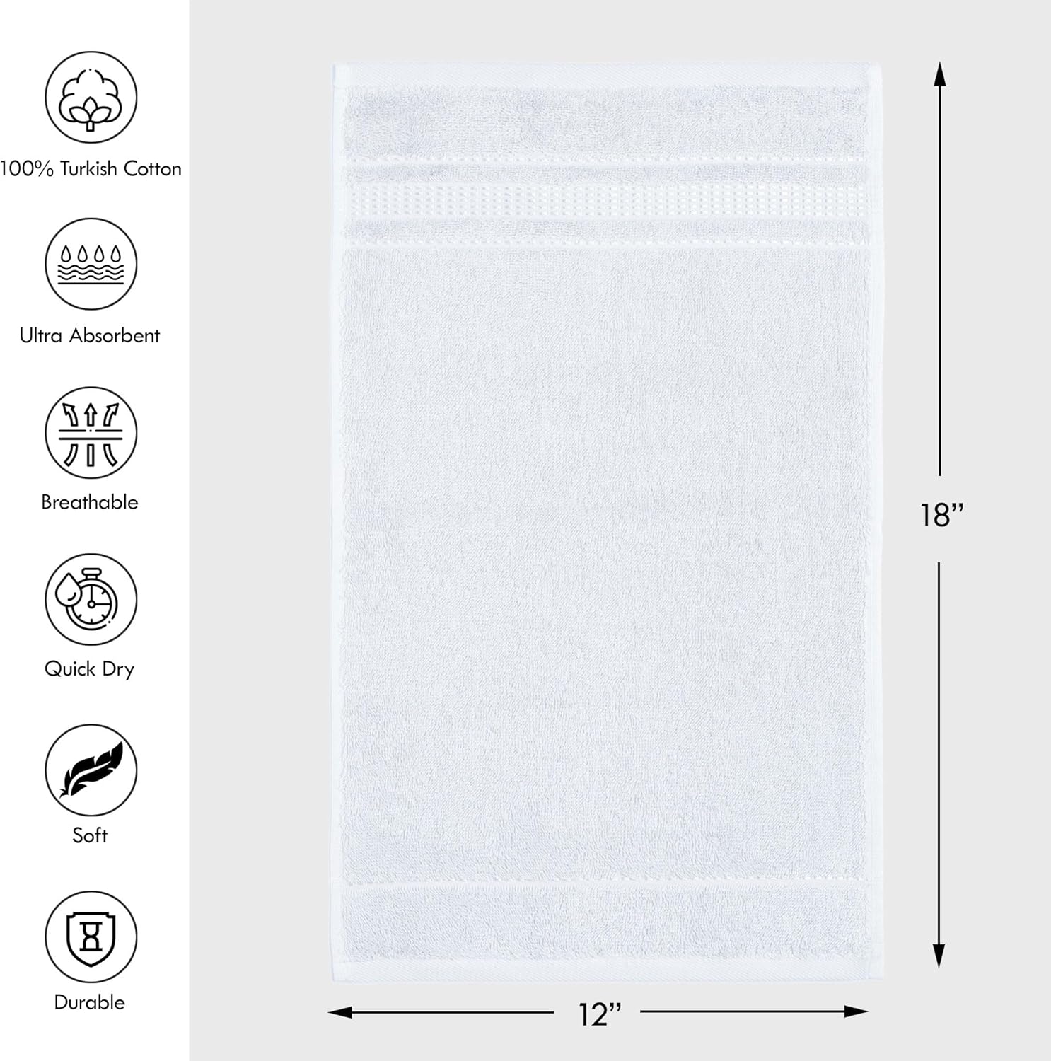 Melissa Linen, Fingertip Towels 4 Pack, 100% Turkish Cotton, Small Hand Towels for Body and Face, 12 x 18 in, Soft and Absorbent, Quick Dry, (White Fingertip Hand Towels)