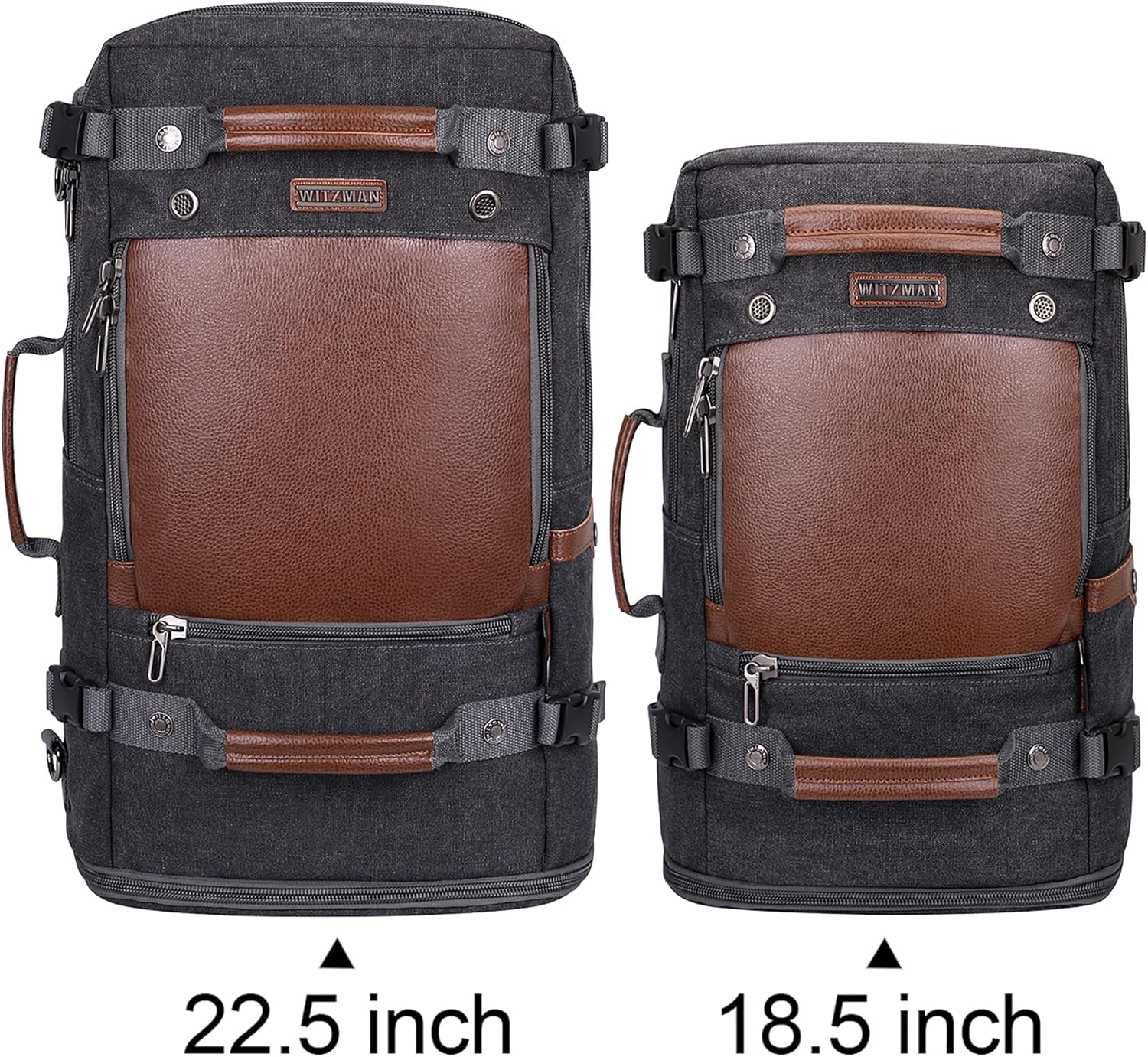 WITZMAN Travel Backpack for Men Women Carry on Luggage Backpack Canvas Rucksack Duffel bag with Shoe Compartment（A2020 black）