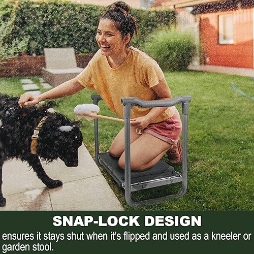 Miniatura 2 de Aimerla Asiento plegable de jardín resistente almohadilla gruesa mejorada para arrodillar Taburete de jardinería con grandes bolsas de herramientas