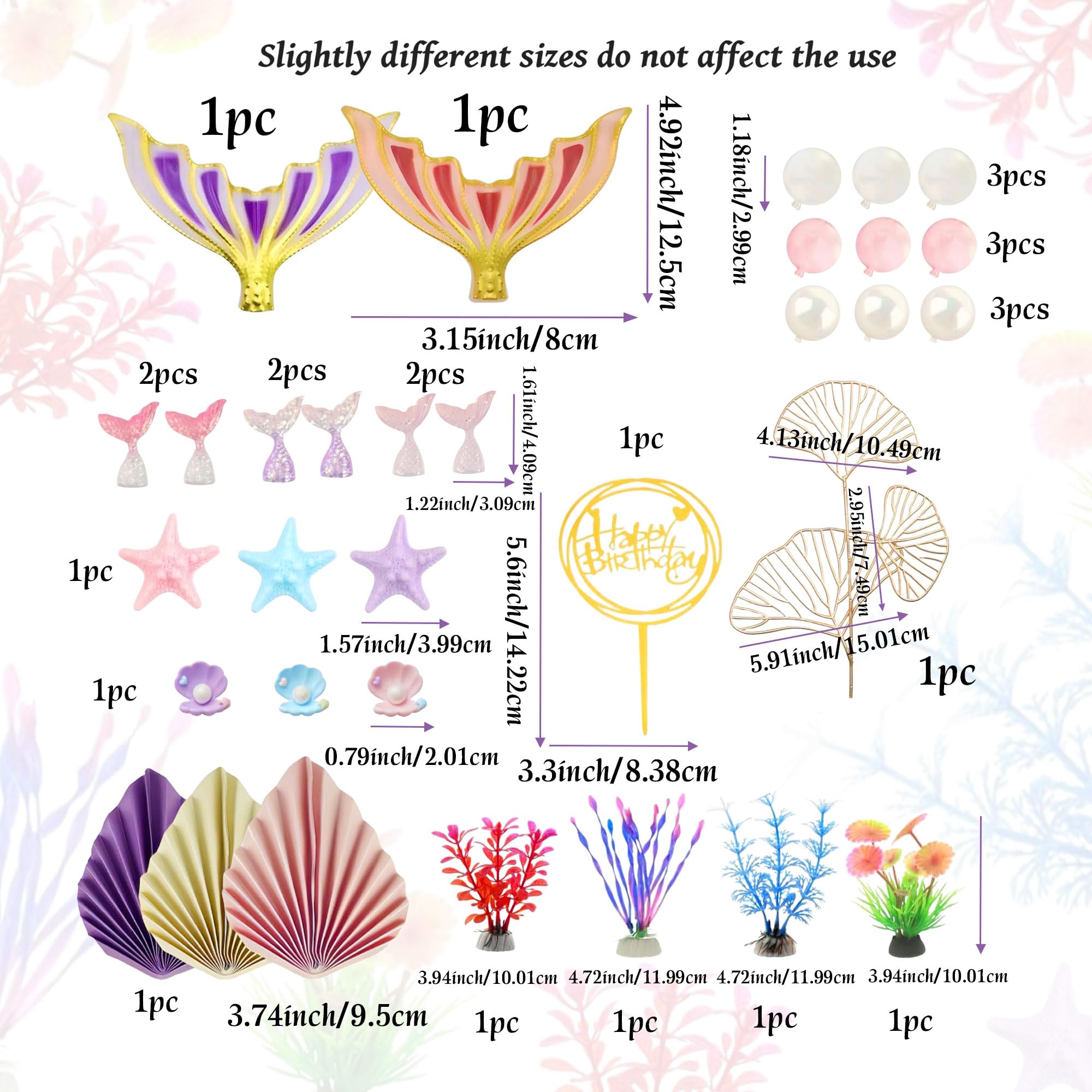 32PCS Mermaid Tail Cake Topper Under the Sea Cake Decoration Seashell Cupcake Topper Mermaid Tail Cupcake Topper Mermaid Party Supplies - Image 2