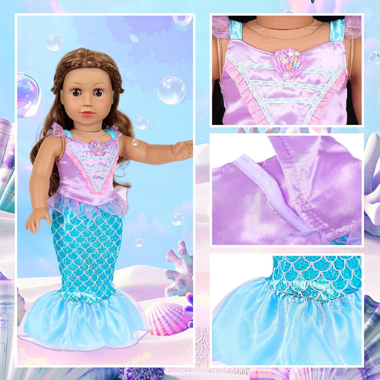 American 18 inch Doll Clothes Accessories - 5Pcs Different Princess Costume Dress American Clothes and Accessories(NO Doll) - Image 5