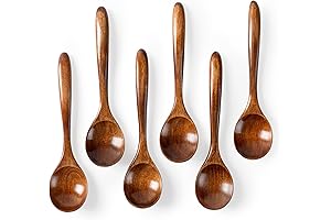 Korean Wooden Spoons for Eating - Set of 6