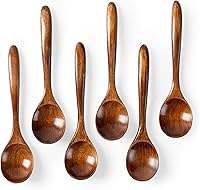 HEFILD 6 Pack 6.7" Wooden Honey Spoons - Smooth Hardwood Spoons for Tea, Coffee, Soup & Jars, Eco-Friendly Bulk Set