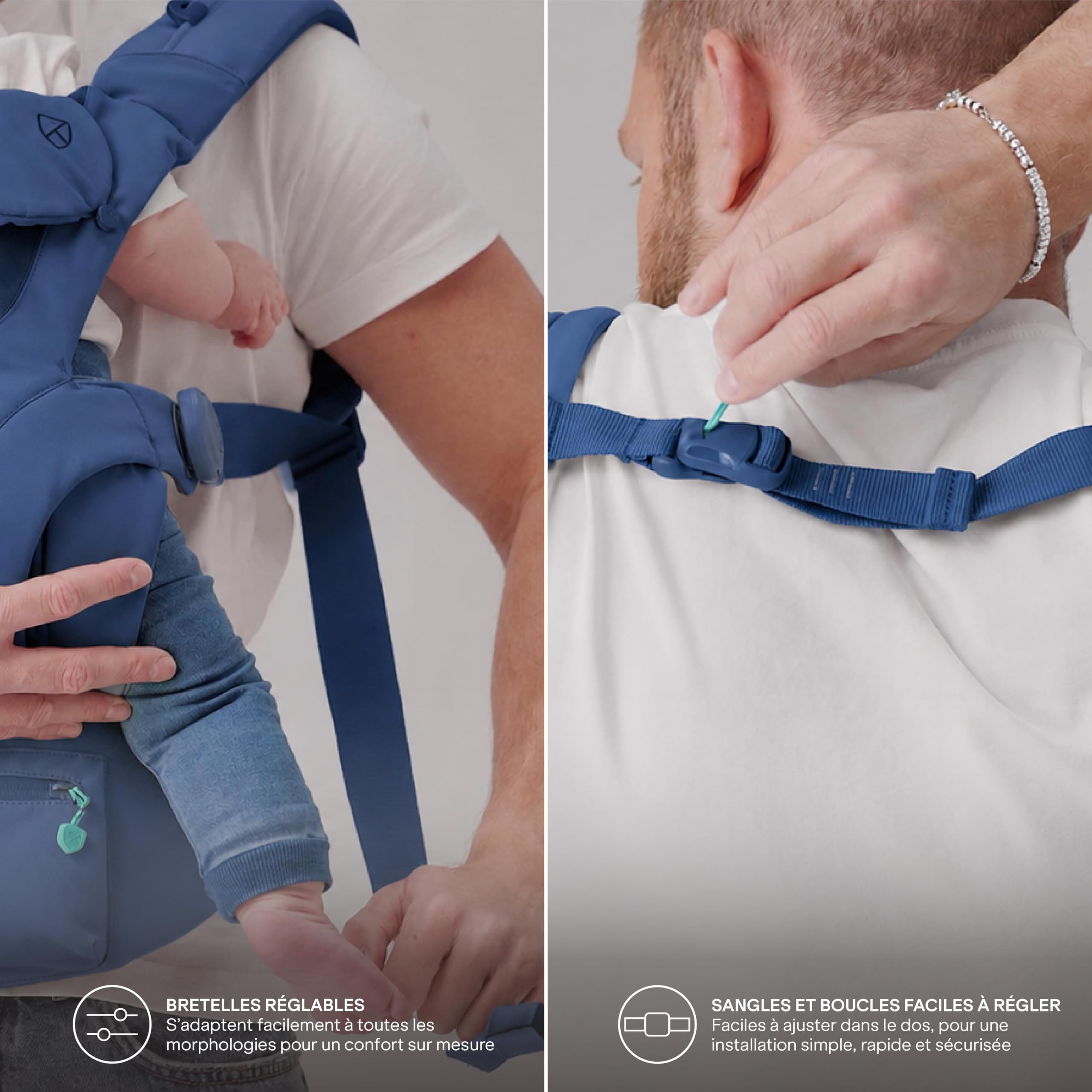 Koala Babycare Porte Bebe Physiologique Évolutif 0-36 Mois (3,2-20,4 kg) - Siège Réglable Breveté en 3 Positions, Baby Carrier Ergonomique, Face Parent, Face au Monde et Dos