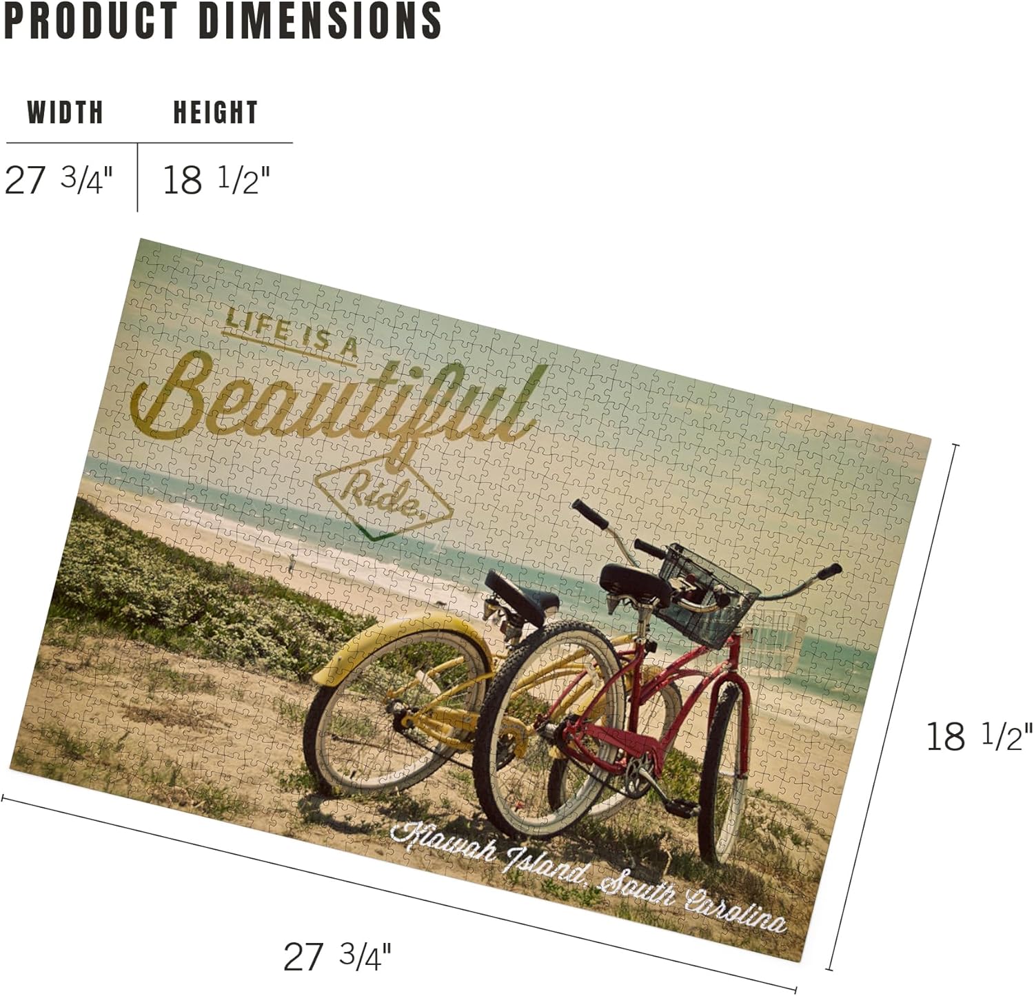 Kiawah Island, South Carolina, Life is a Beautiful Ride, Beach Cruisers (1000 Piece Puzzle, Challenging Jigsaw Puzzle for Adults, Made in USA)