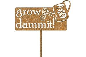 Large Grow Dammit Rusty Metal Garden Signs