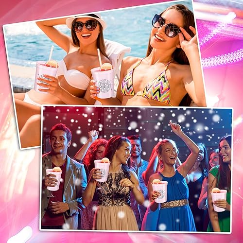 Miniatura 6 de Uiifan 30 tazas de disco de 16 onzas de plástico para despedida de soltera, tazas de bebida reutilizables para vaquera, novia, despedida de soltera,