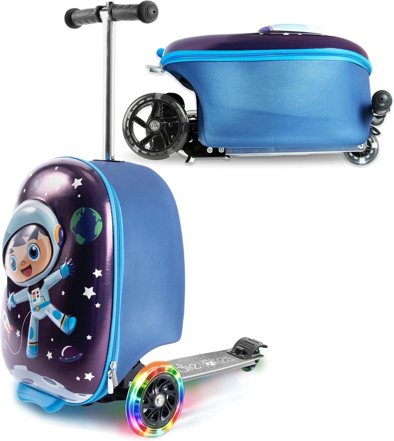 KIDDIETOTES 3-D Maleta con Patines de Carcasa Dura para Niños