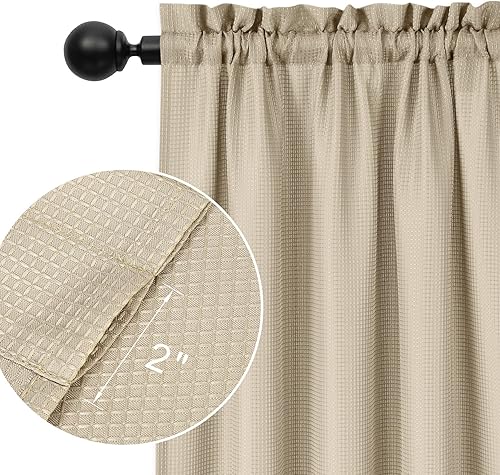 Vista 5 de Fashionwu Cortinas de cenefa impermeables cortas para ventana, tejido gofre, cortina de cafetería, cenefa de cocina, cenefa de cortina