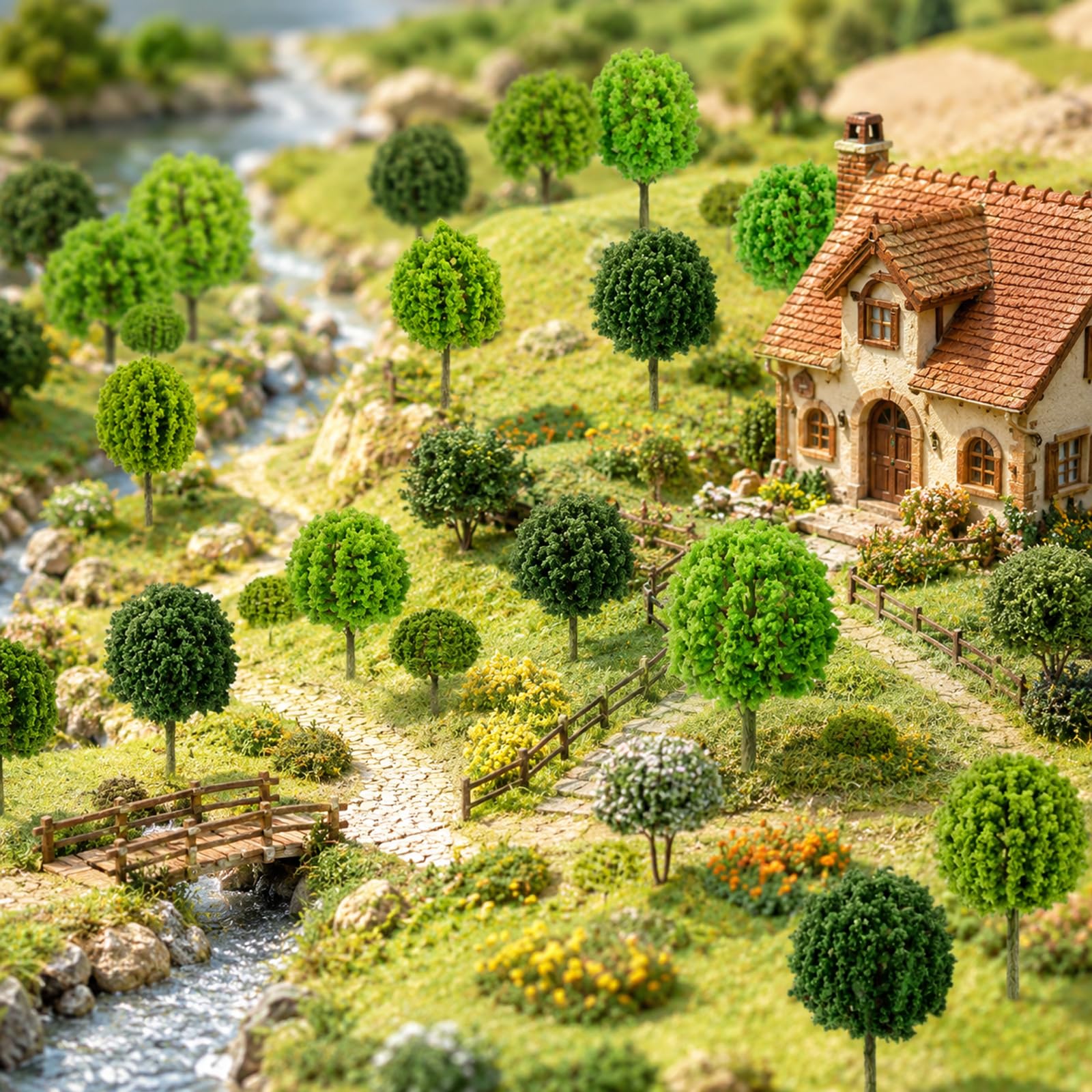 Zelphvt 24 PCS Model Trees Mini Trees for Crafts Mixed Bush Tree for Model Train Scenery Architecture Tree FakeTrees with No Stands