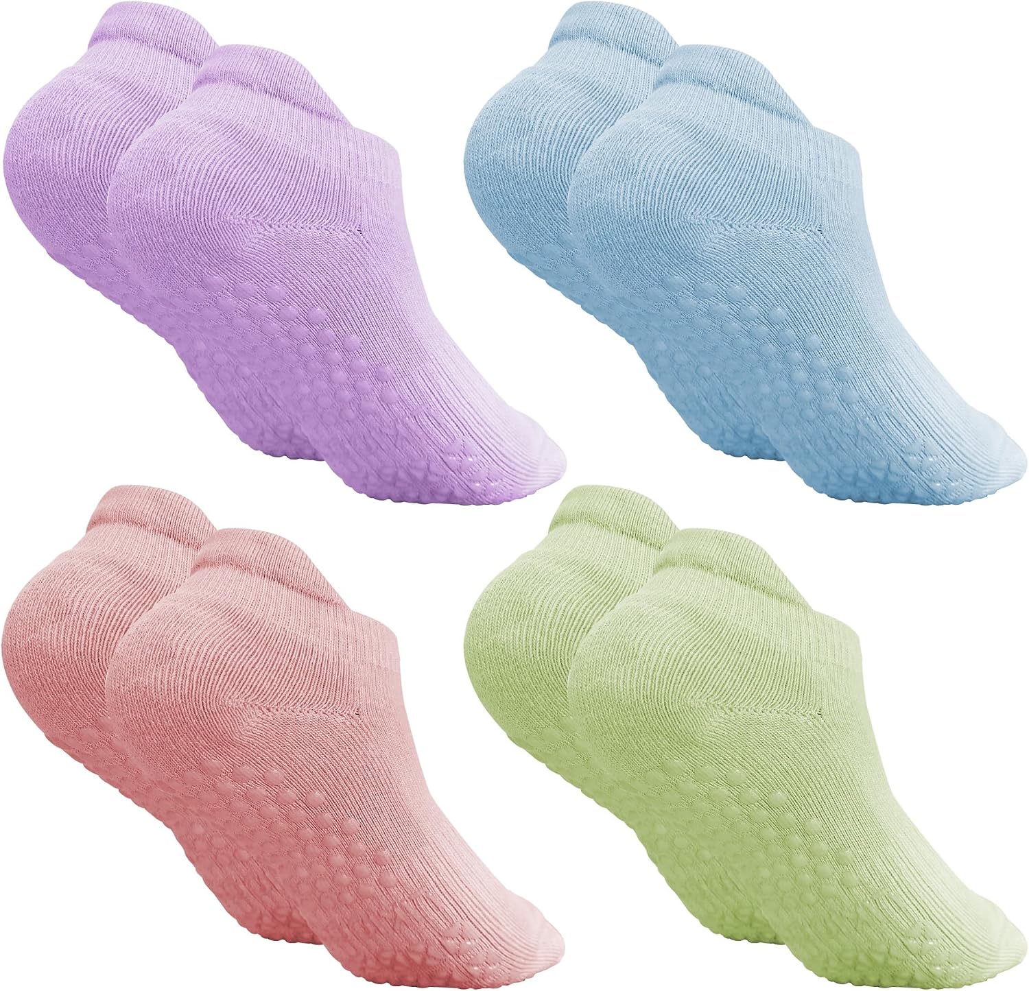 Women Non Slip Grip Ankle Socks with Anti-Skid Soles Cushioned for Elderly, Yoga, Pilates, Ballet, Hospital, Home, Walking