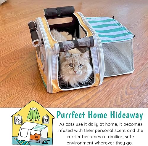 Vista 28 de Transportador para gatos 2 en 1 de lados suaves y escondite en el hogar - Transportador calmante recomendado por veterinarios, transportador