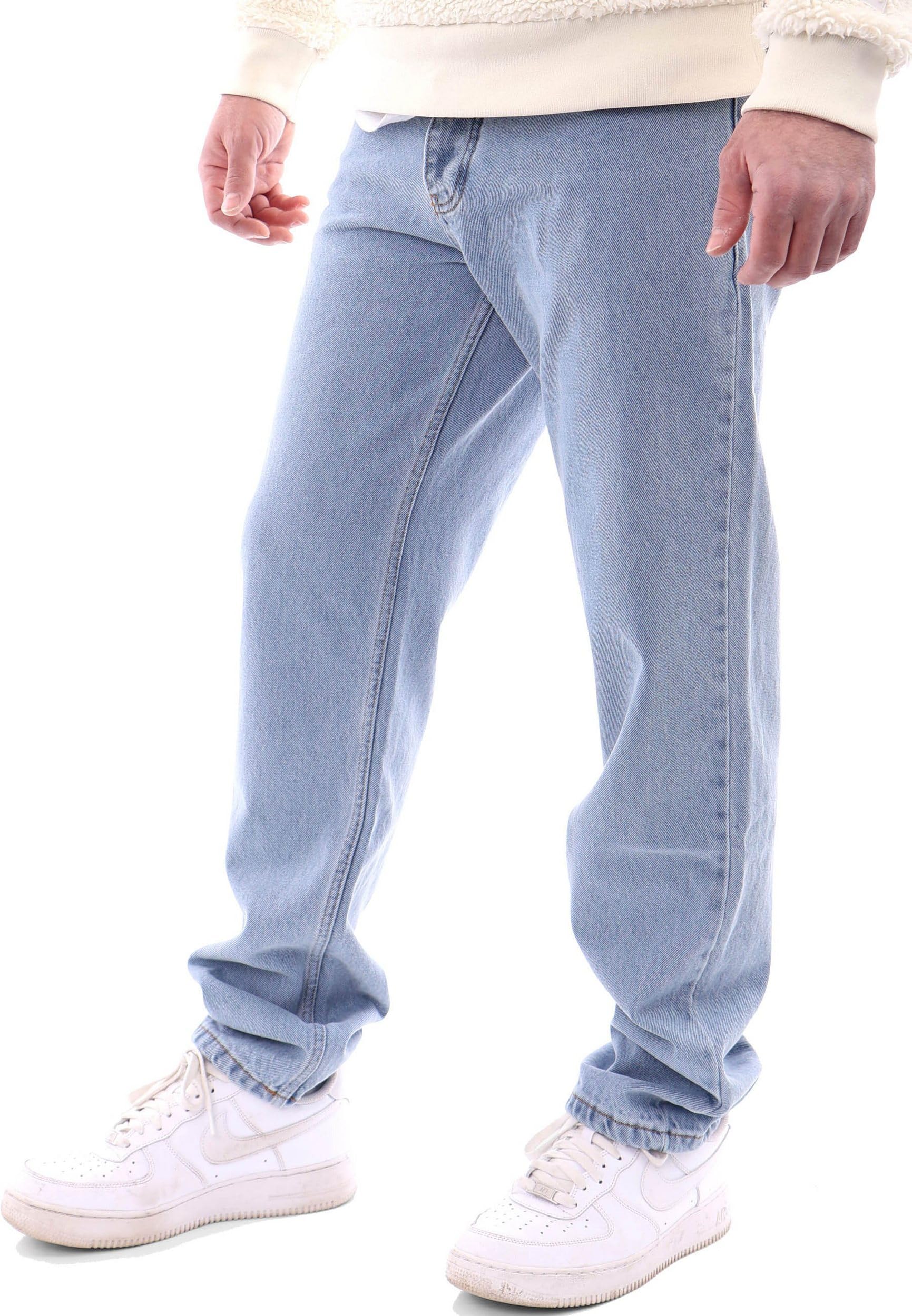 Reslad Jeans Herren Loose Fit l Herrenhose mit Knopfleiste l lässige Männer-Jeanshose RS-2105