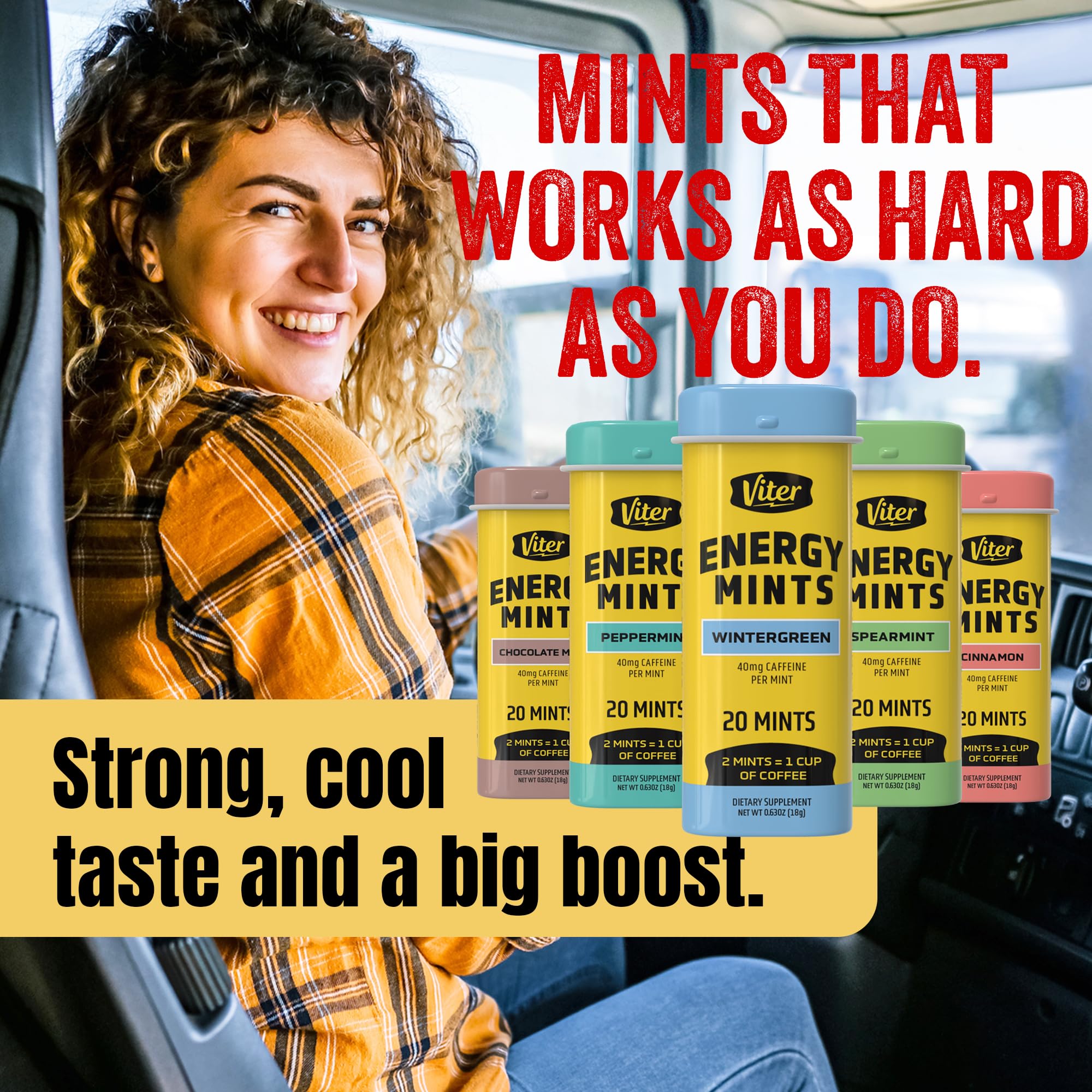 Viter Energy Caffeine Mints 40mg Variety Pack, Sugar Free, 5 Tins, 100ct — Amazon image 9