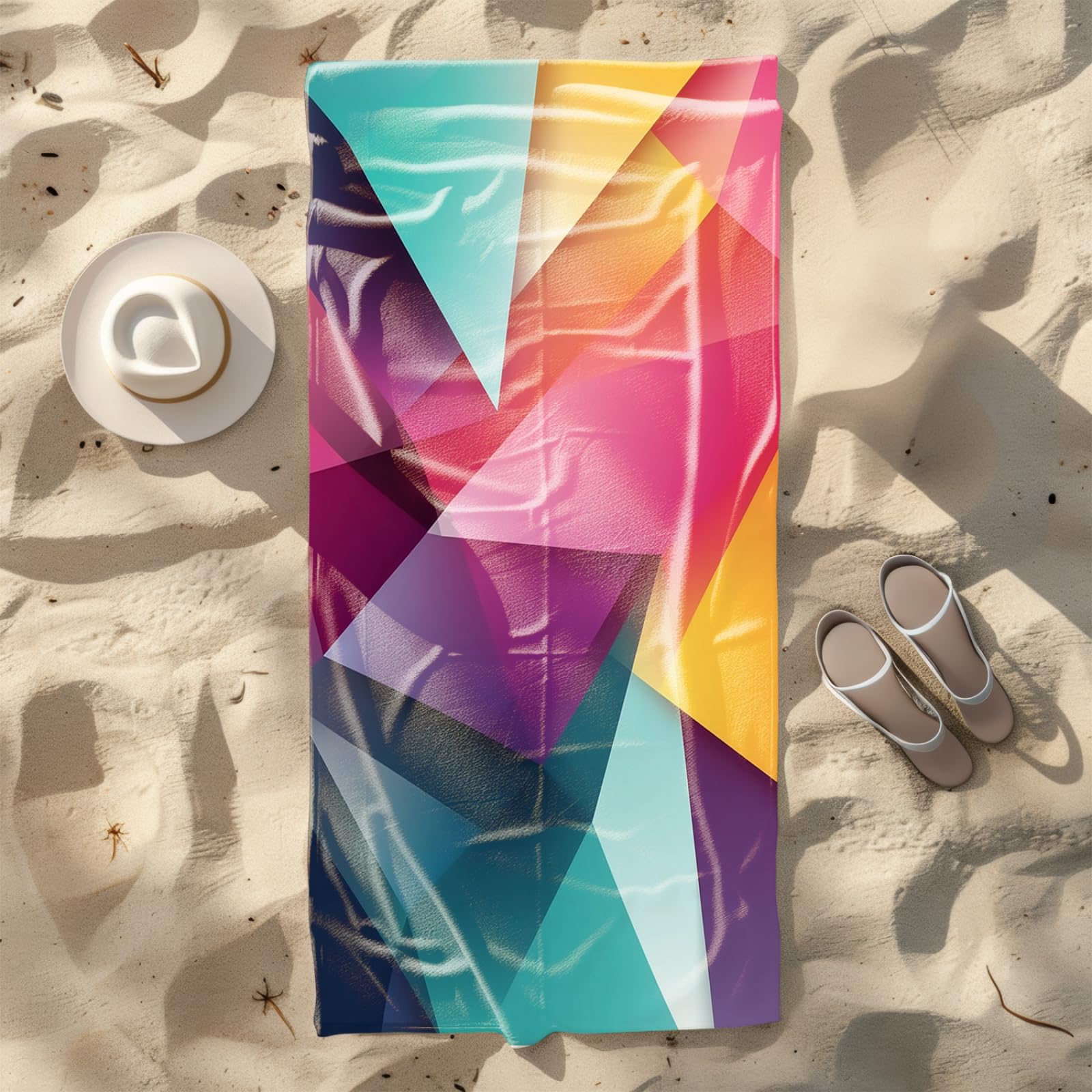 Generico Telo Mare Grande Modello Giallo Rosa | Microfibra Telo Mare Antisabbia Leggero Compatto Asciugatura Rapida Assorbente Per Piscina Bagno Lavabile Fino