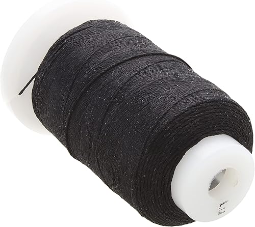 The Beadsmith Cordón de seda pura  Color negro  Tamaño E (0.325 mm0.0128")  200 yardas (600 pies), carrete de 12 onza  para anudar perlas, piedras