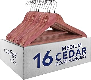 Premium Red Cedar Hangers for Closet Wide 3/4" Thick Cedarwood Hangers with Flat Bar - Cedar Pant Bar Cedar Jacket Hangers Cedar Suit Hangers Wooden Hangers Cedar Coat Hangers (16 Pack)