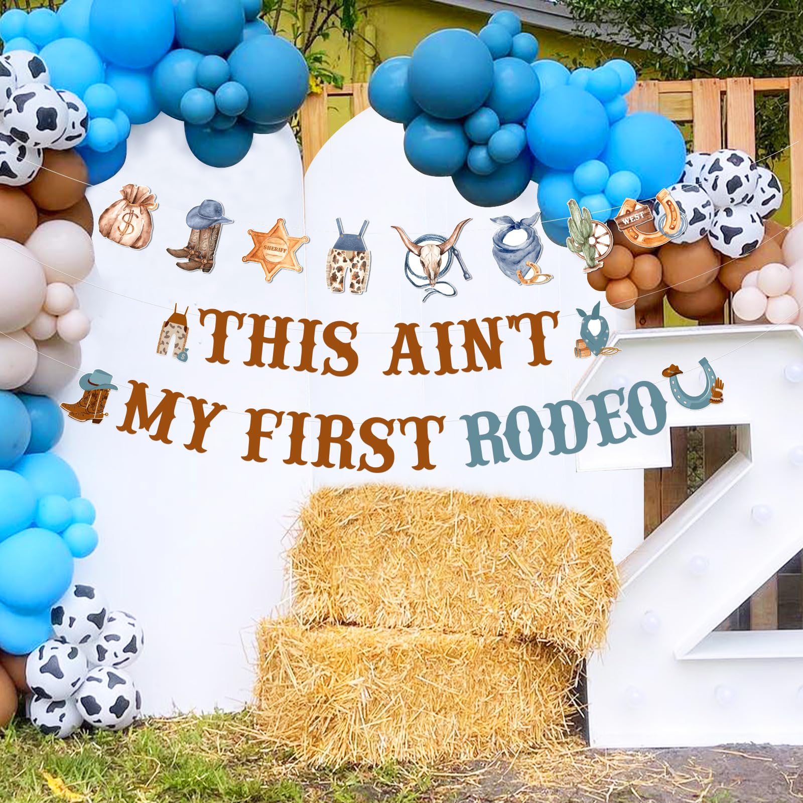 Sursurprise Western 2nd Birthday Decorations - This Ain't My First Rodeo Banner & Garland, Cowboy Theme - View #2