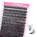 Cluster Lashes D Curl Lash Clusters 240 Pcs Lash Extension Clusters Individual Lashes Soft DIY Eyelash Extensions Mixed Tray Eyelash Clusters Natural Look (50D-0.07D, 12-18mm)