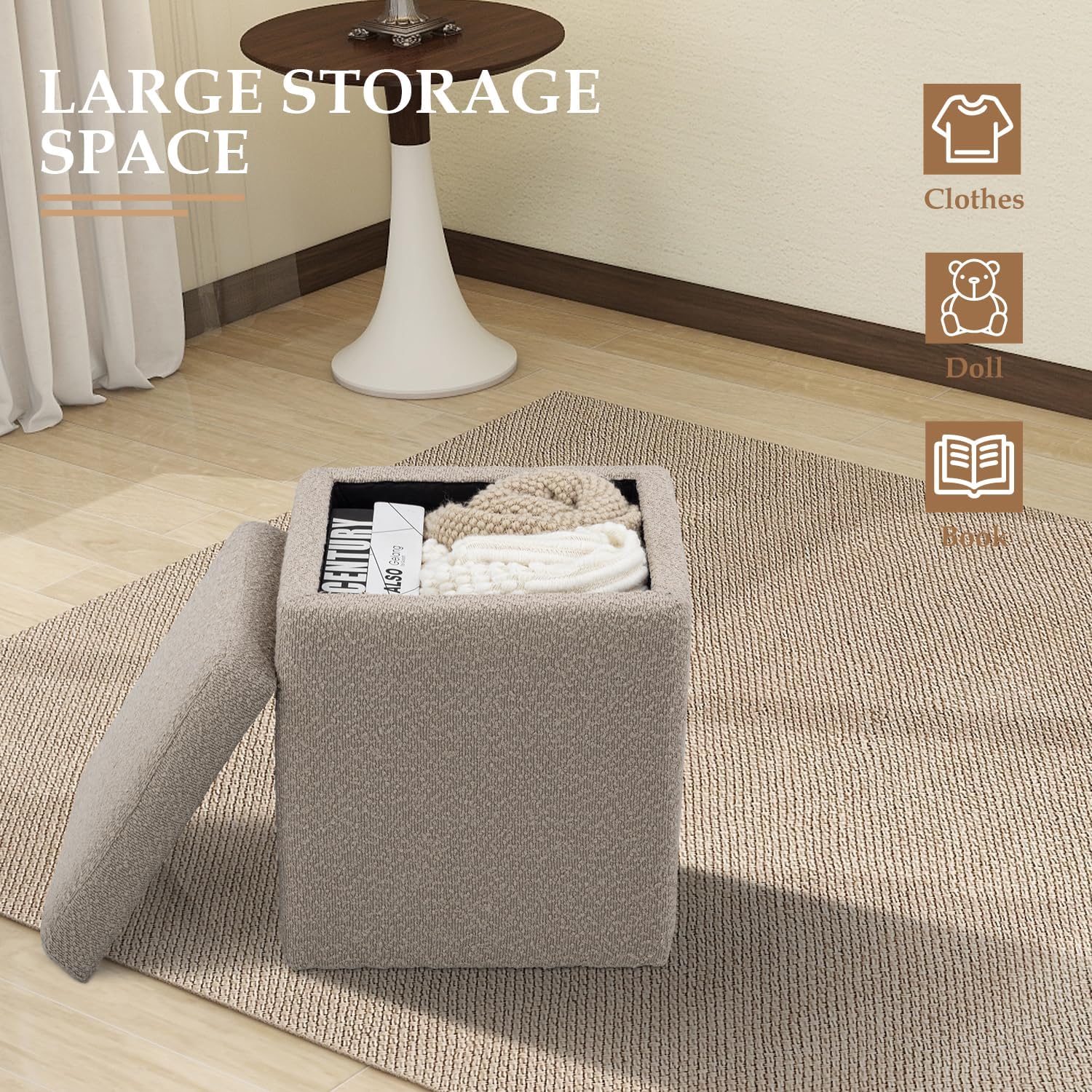Ottoman with Soft Padded Seat, Storage Vanity stools for Makeup,Modern Upholstered Footrest Stool Ottoman Foot Stool for Living Room, Bedroom