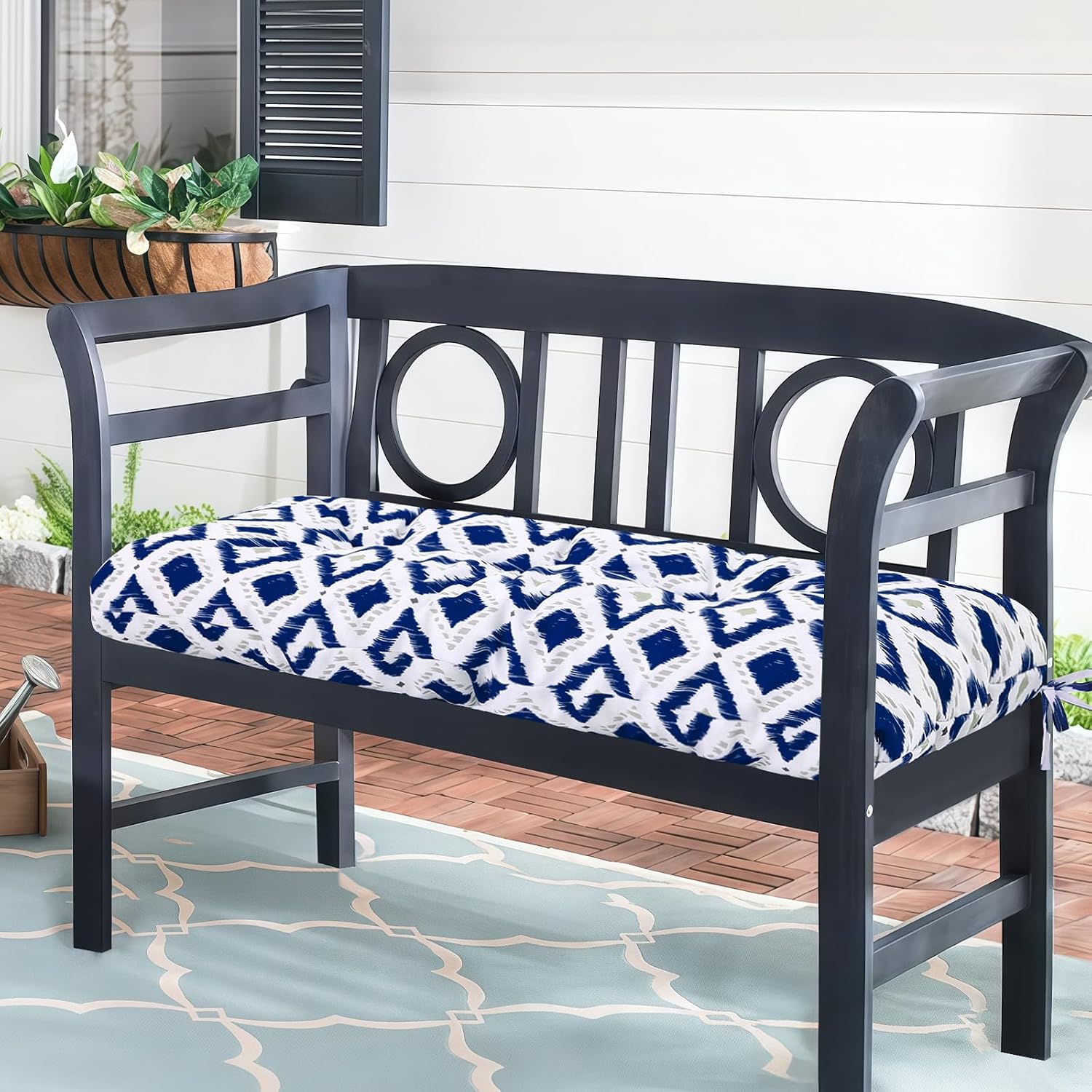 Outdoor Bench Cushion Waterproof, Tufted Bench Seat Cushion 36 x 15 Inch, Patio Wicker Indoor Seat Pads for Outside Garden Patio Balcony