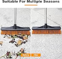 Vista 7 de Escoba de empuje pesado de 18 pulgadas para limpieza de suelos al aire libre, escoba resistente al aire libre con mango de 54 pulgadas de largo