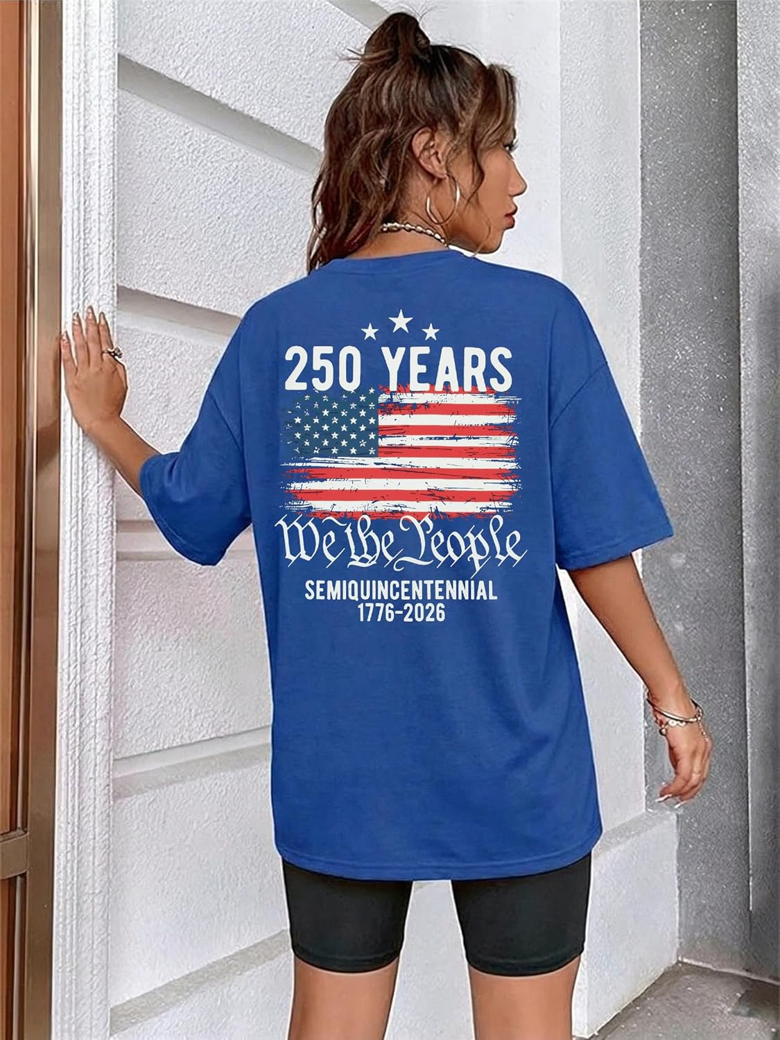 UNIQUEONE Women’s 250th Anniversary USA Shirt - 2026 American Flag Retro Graphic Tee - Patriotic 4th of July T-Shirt - Image 6