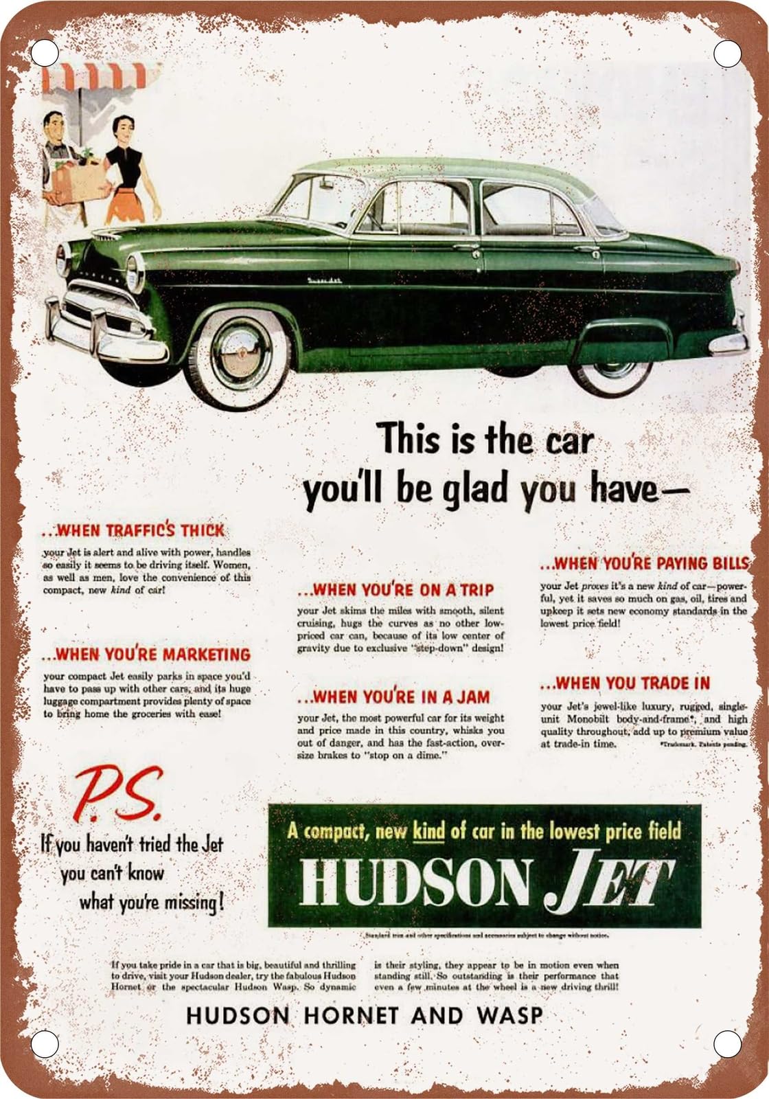 Miaomansenstore Metal Sign - 1953 Hudson Vintage Ad 02 - Old Retro Rusty Look Home Decor