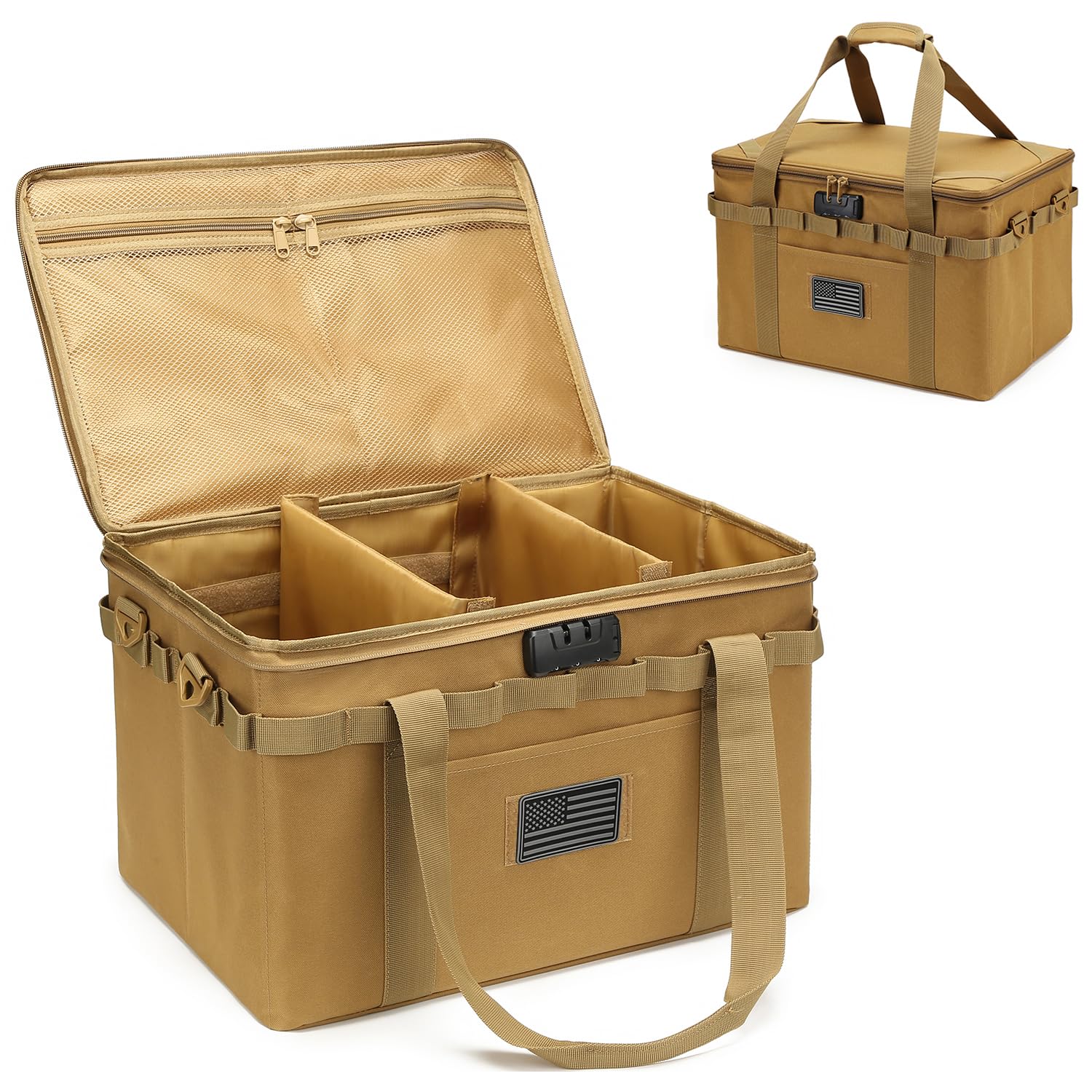 Tactical Camping Storage Bag - 38L Utility Tote Bag Organizer with Combination Lock and Shoulder Strap