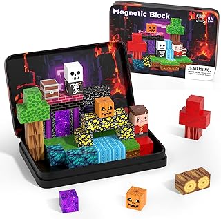 磁気ブロック、磁気キューブゲーム アイアンボックス付き 54個 (溶岩ワールドポータル)