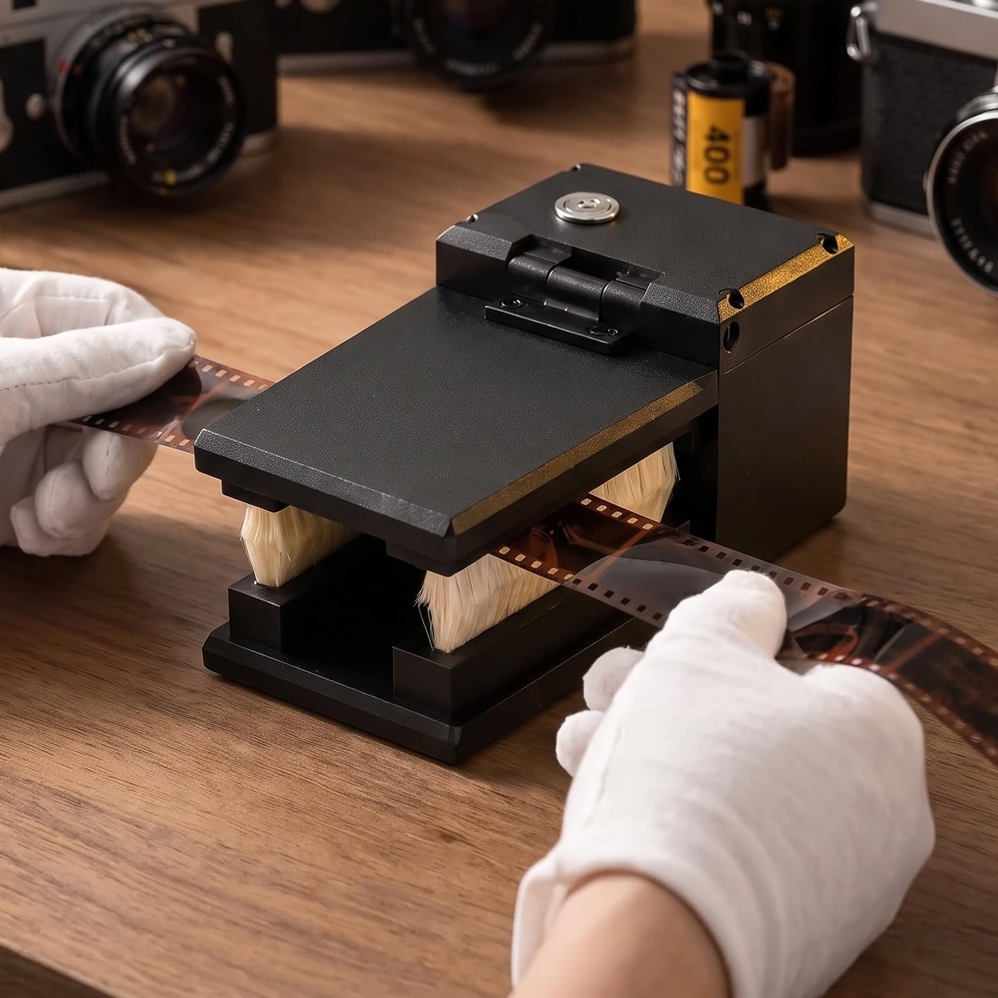 Limpiador Eléctrico De Películas De 135/120, Removedor De Polvo Antiestático Con Cepillos De Lana Dobles, Velocidad Ajustable, Equipo De Limpieza Para Cuarto Oscuro, Para Negativos En Blanco Y