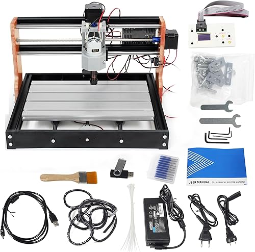 RATTMMOTOR Actualización 3018 PRO CNC Kit de máquina de enrutador de madera 3 ejes GRBL DIY Mini CNC grabador fresadora+controlador fuera de