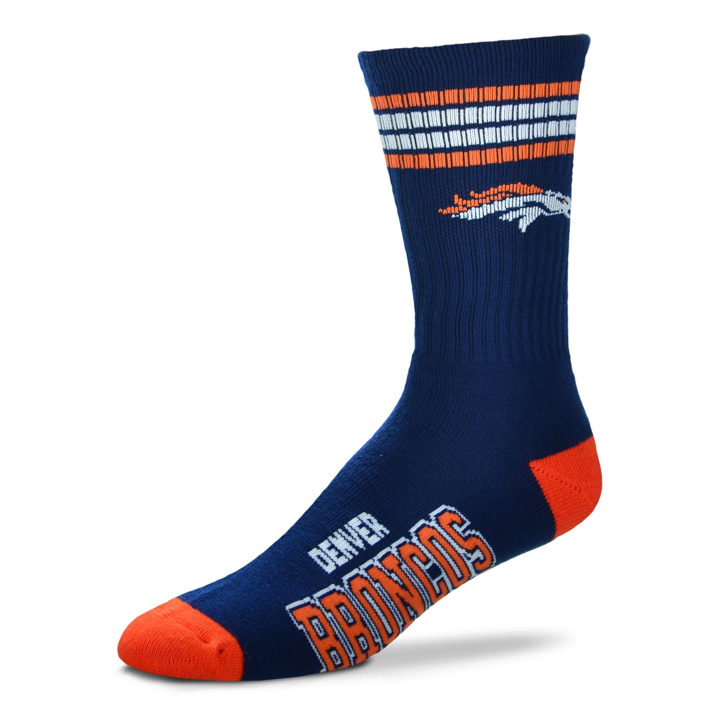 For Bare Feet NFL Officially Licensed Crew Socks, 4 Stripe Deuce