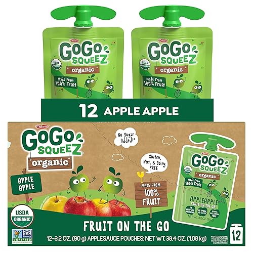 Miniatura 10 de GoGo squeeZ Fruit on the Go - Paquete variado orgánico de manzana, fresa y plátano, 3.2 onzas (paquete de 12), aperitivos orgánicos sin azúcar
