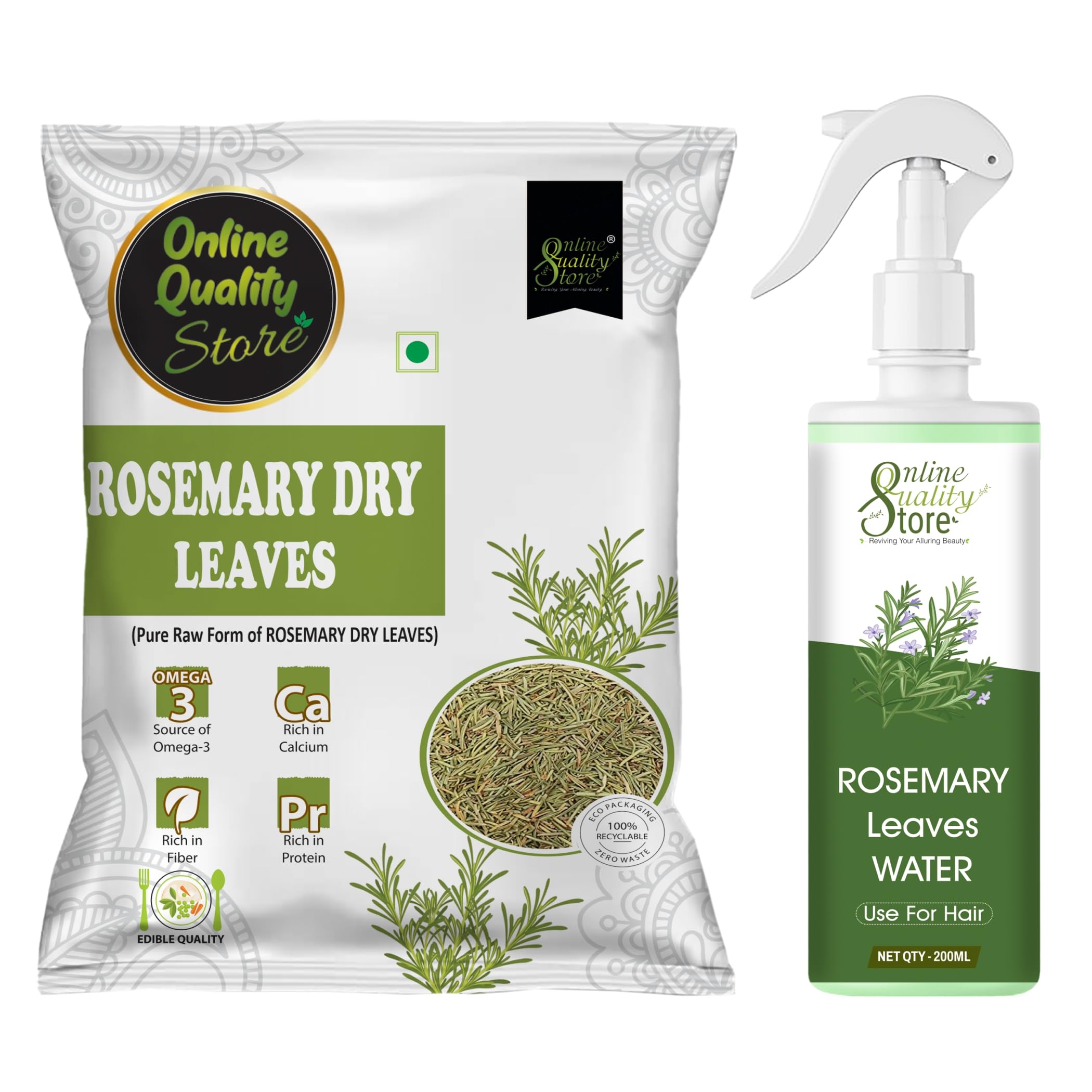 Online Quality Store Rosemary Dry Leaves(100g) & Rosemary Leaves Water for Hair(200ml) - Combo Pack for Refill & Reuse | DIY-image-31