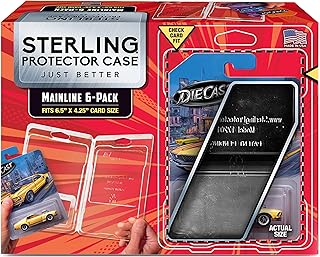 Sterling Protector Case Model 17201 Mainline 6 Pack in Gift Box for Hot Wheels & Matchbox Diecast, Fits Card Size 6.5 x 4.25 inches