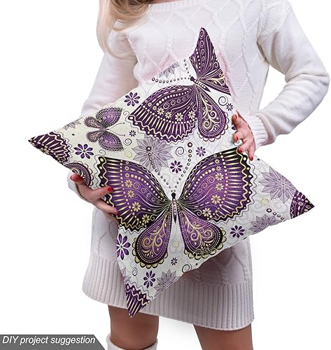 Miniatura 5 de Ambesonne Tela natural de The Yard, mariposas con motivo de cachemira en alas y flores, material artístico, para almacenamiento de tela resistente