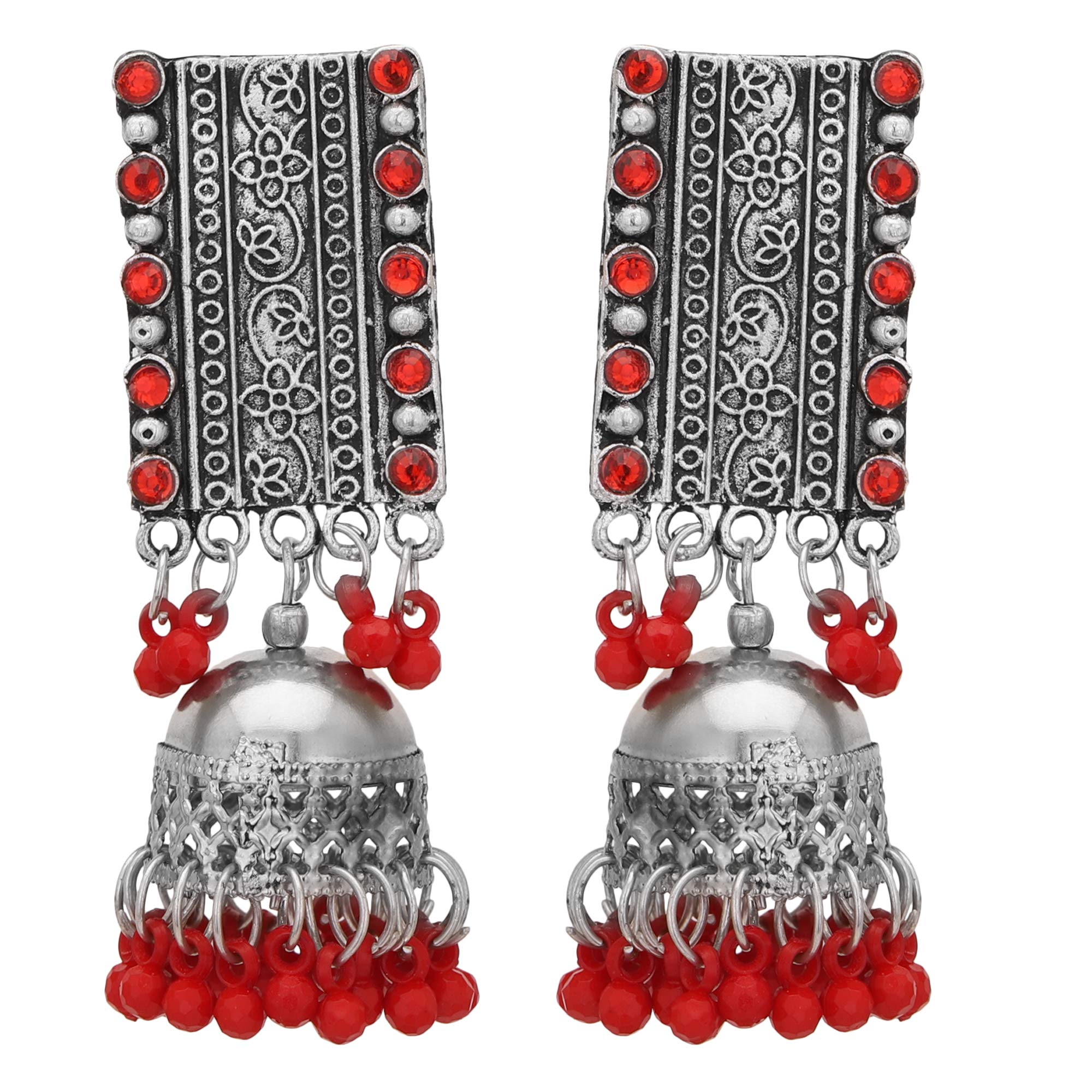 Shreyadzines Womens Non-Precious Metal Alloy and Cubic Zirconia Jhumki Earrings, Red (B07MYHMXY3) Amazon Price History, Amazon Price Tracker