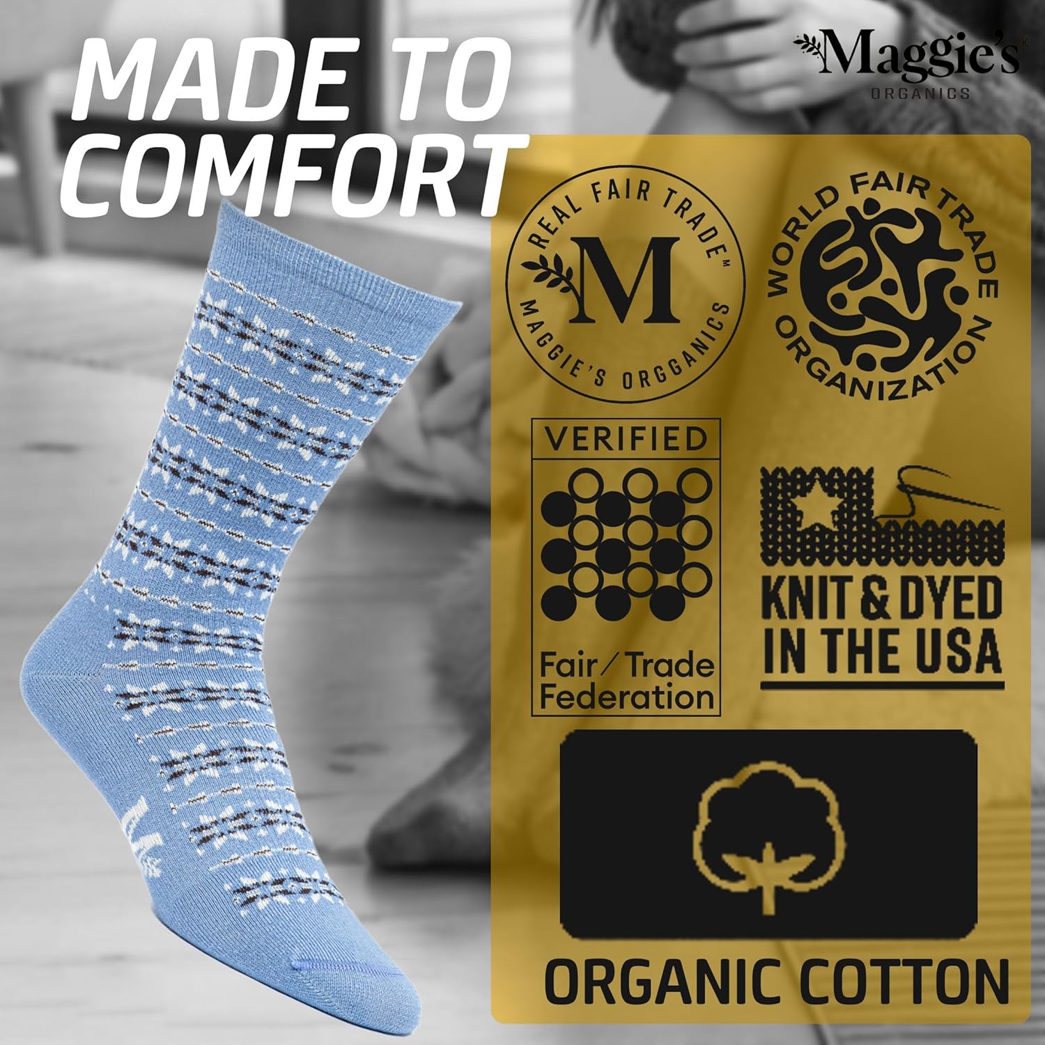 Maggie's Organics Patterned Crew Socks - All Day Comfort - Image 5