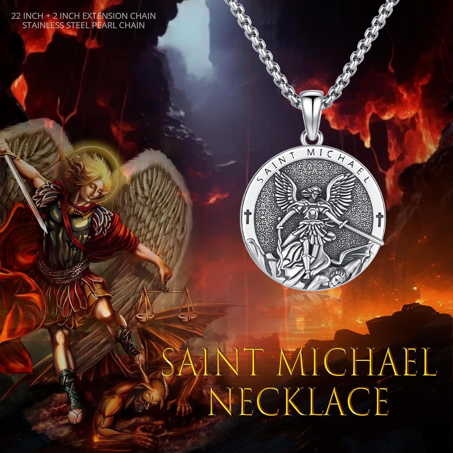 925 Sterling Silver Patron Saint Amulet Pendant Necklace Religion Protection Jewelry for Men Women - Image 6