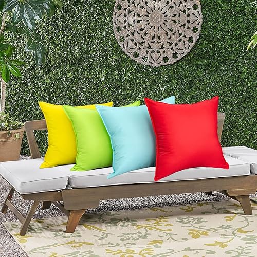 Miniatura 8 de Juego de 4 fundas de almohada amarillas para exteriores, impermeables, cuadradas, modernas, para patio, sofá, banco, fundas de almohada resistentes