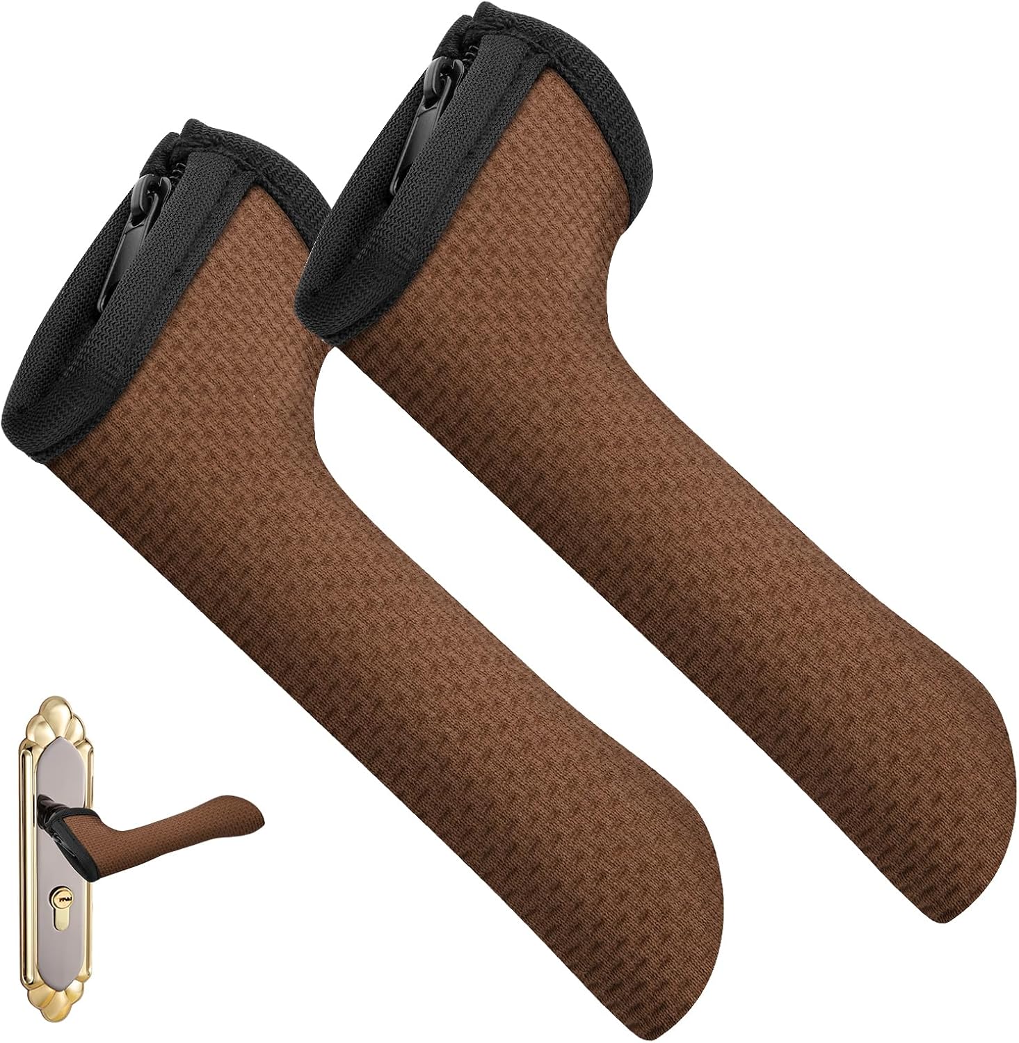 Door Handle Covers, Door Knob Covers for Summer Anti-Scald Hands, and Winter Antifreeze Hands, Door Knob Protector, Made of 2mm Neoprene (2 Pieces Brown)