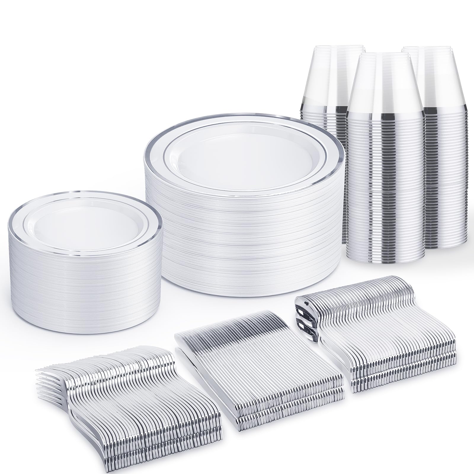 Amazon.com: WELLIFE 450 PCS Silver Disposable Dinnerware Set for